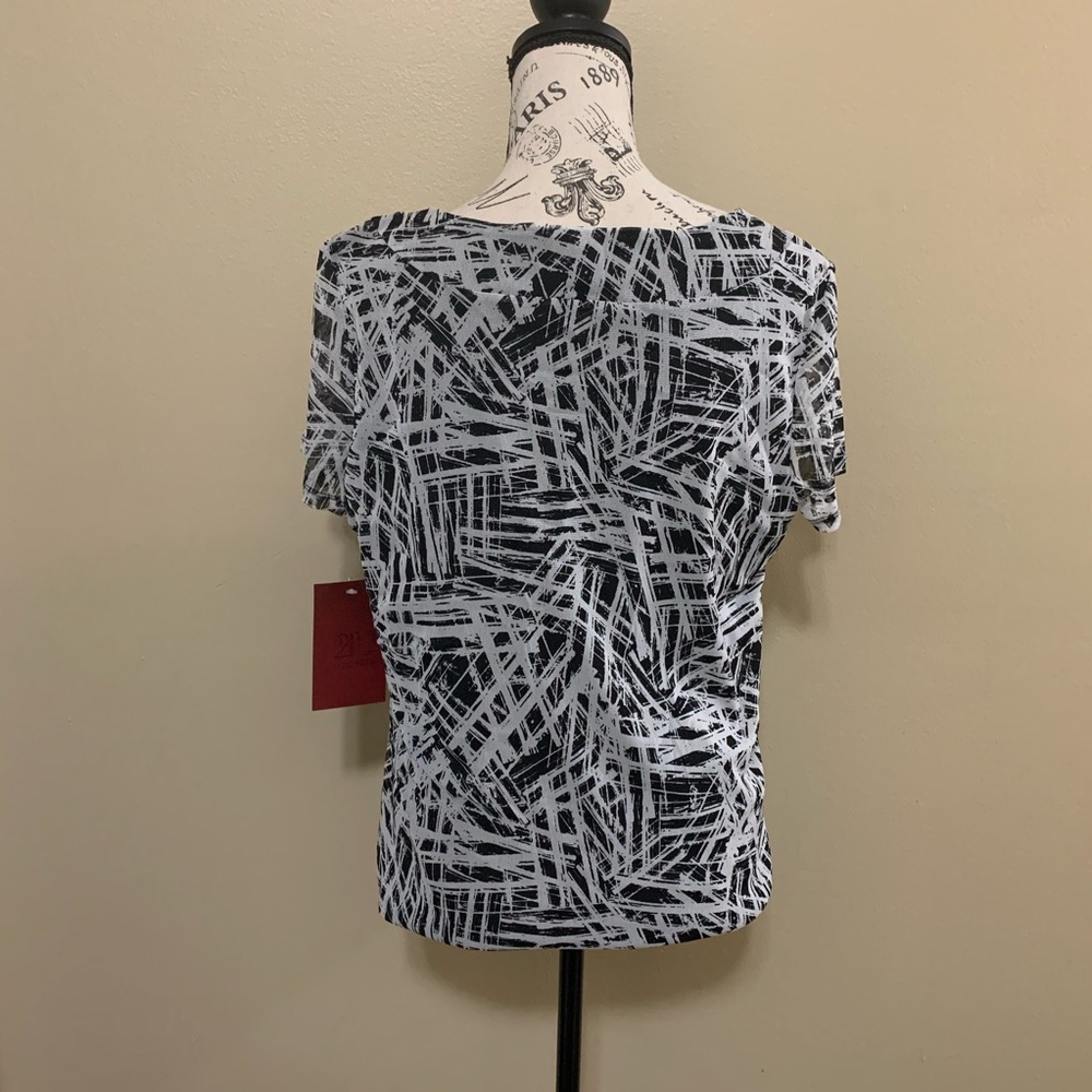 212 Collection Printed Ruffle Mesh Large Top - Picture 6 of 8